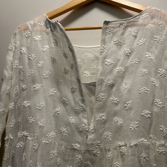 MANSUR GAVRIEL Floral Embroidered Linen Blend Dress In White Size 38 - Picture 6 of 10